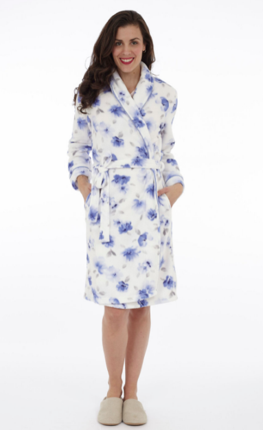 LS1718 Robe With Pockets-White Floral