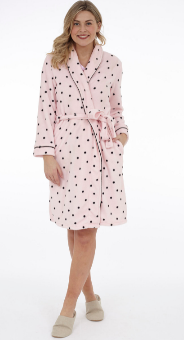 LS1718 Robe With Pockets-Pink Dot