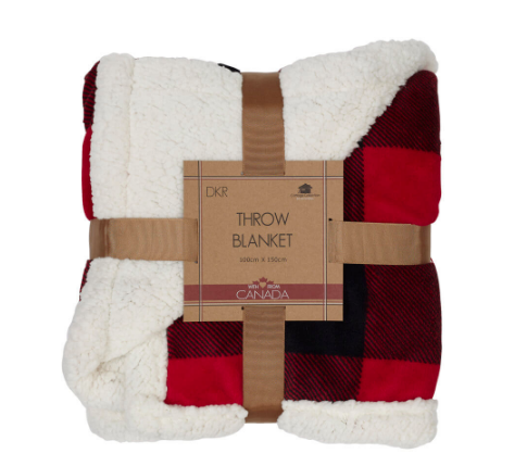 Buffalo Check Sherpa Blanket-Red Check