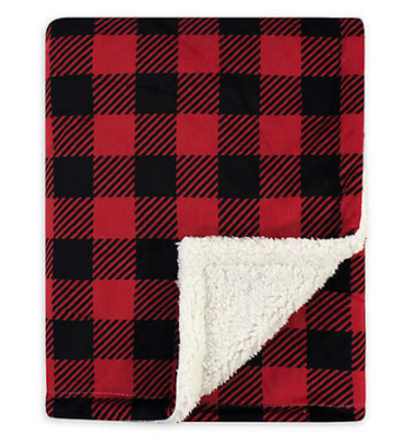 Buffalo Check Sherpa Blanket-Red Check