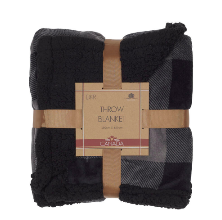 Buffalo Check Sherpa Blanket-Black Check