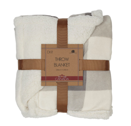 Buffalo Check Sherpa Blanket-Grey Check