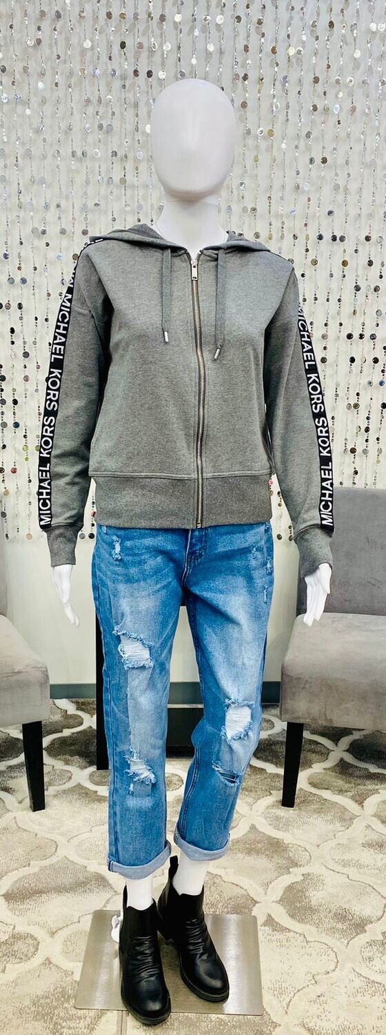 MF150IJ8 Tape Zip Hoodie-Derby Heather
