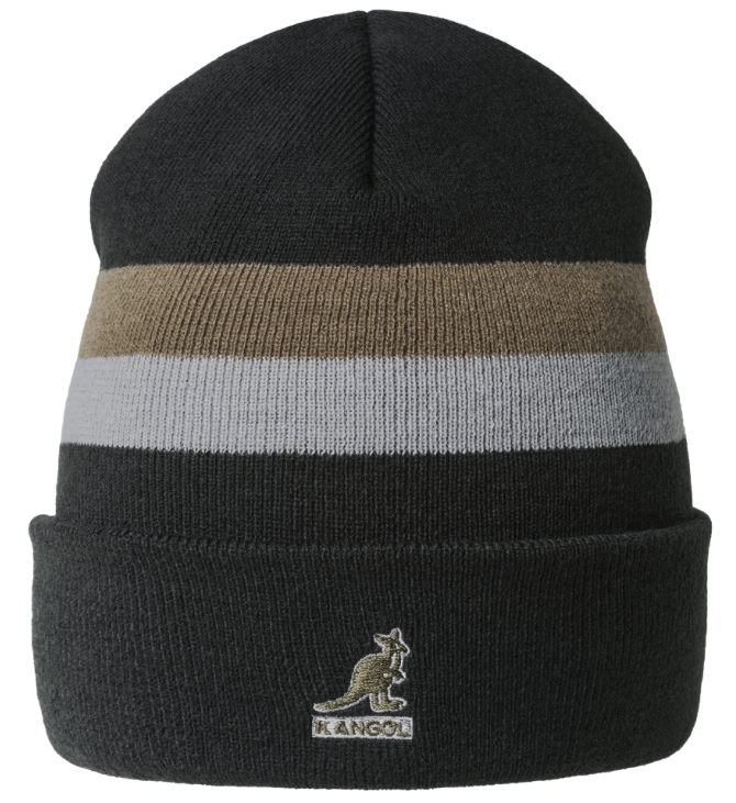 K4261SP Dual Stripe Beanie-Black