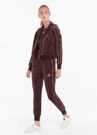 531620 Iconic T7 Velour Pants-Fudge
