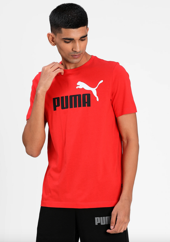 586759 Ess Logo Tee-High Risk Red