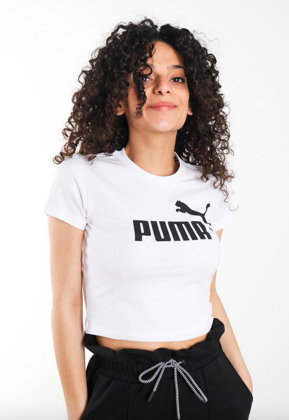586865 Ess Cropped Logo Tee-White