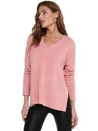 Amalia V-Neck Pullover-Ash Rose