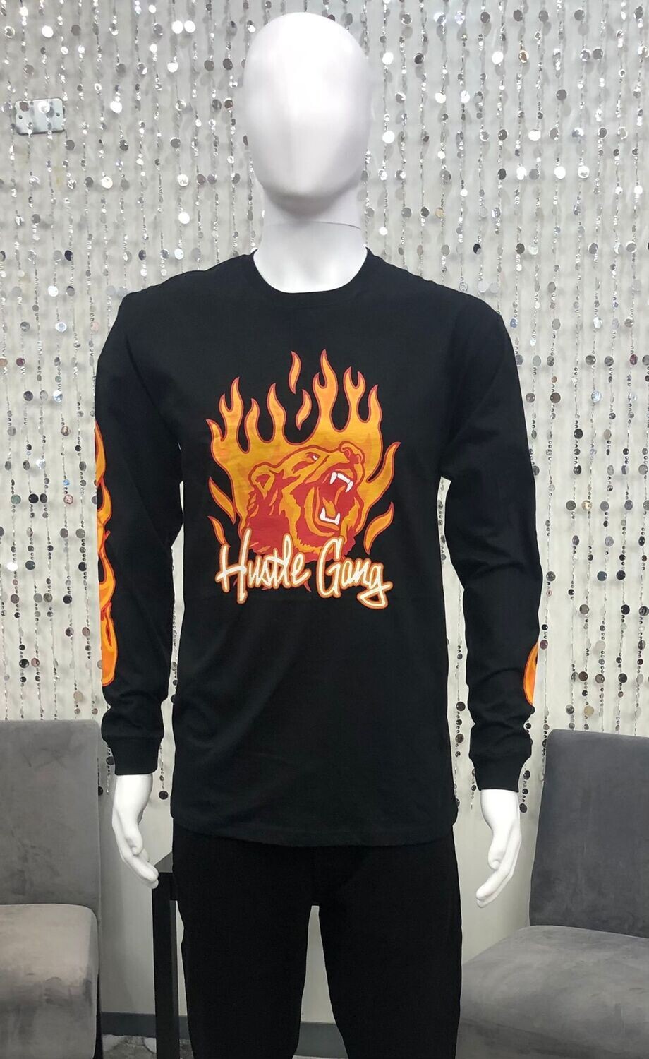 HG2170106 Men's Knit L/S T-Shirt-Black