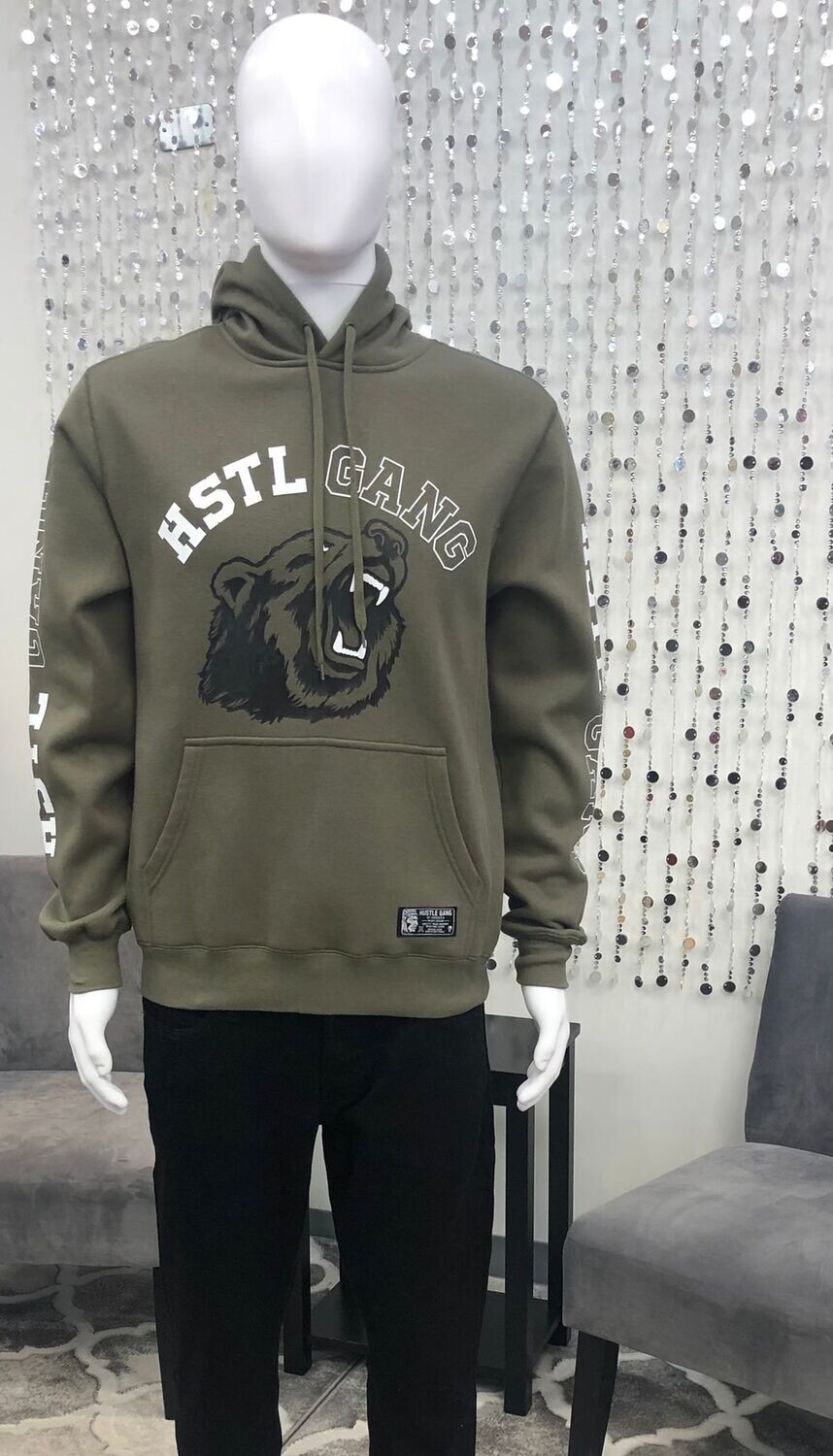 HG2170113 Men's Hooded Pullover-Military Green