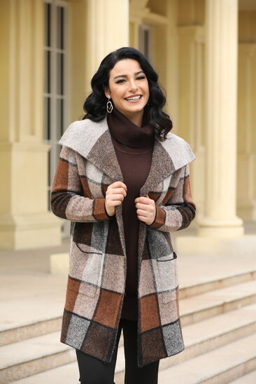 AM81 Open Cardigan-Beige/Brown