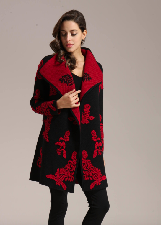 14115 Reversible Cardigan-Black/Red