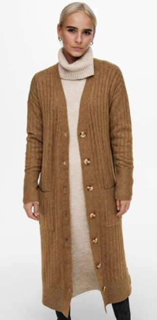 Dolly Rib Maxi Cardigan-Toasted Coconut