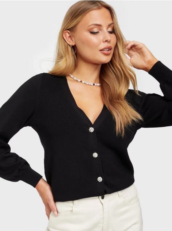 Willow V-Neck Cardigan-Black