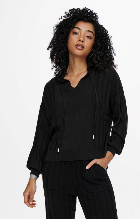 Tessa Hooded Pullover-Black
