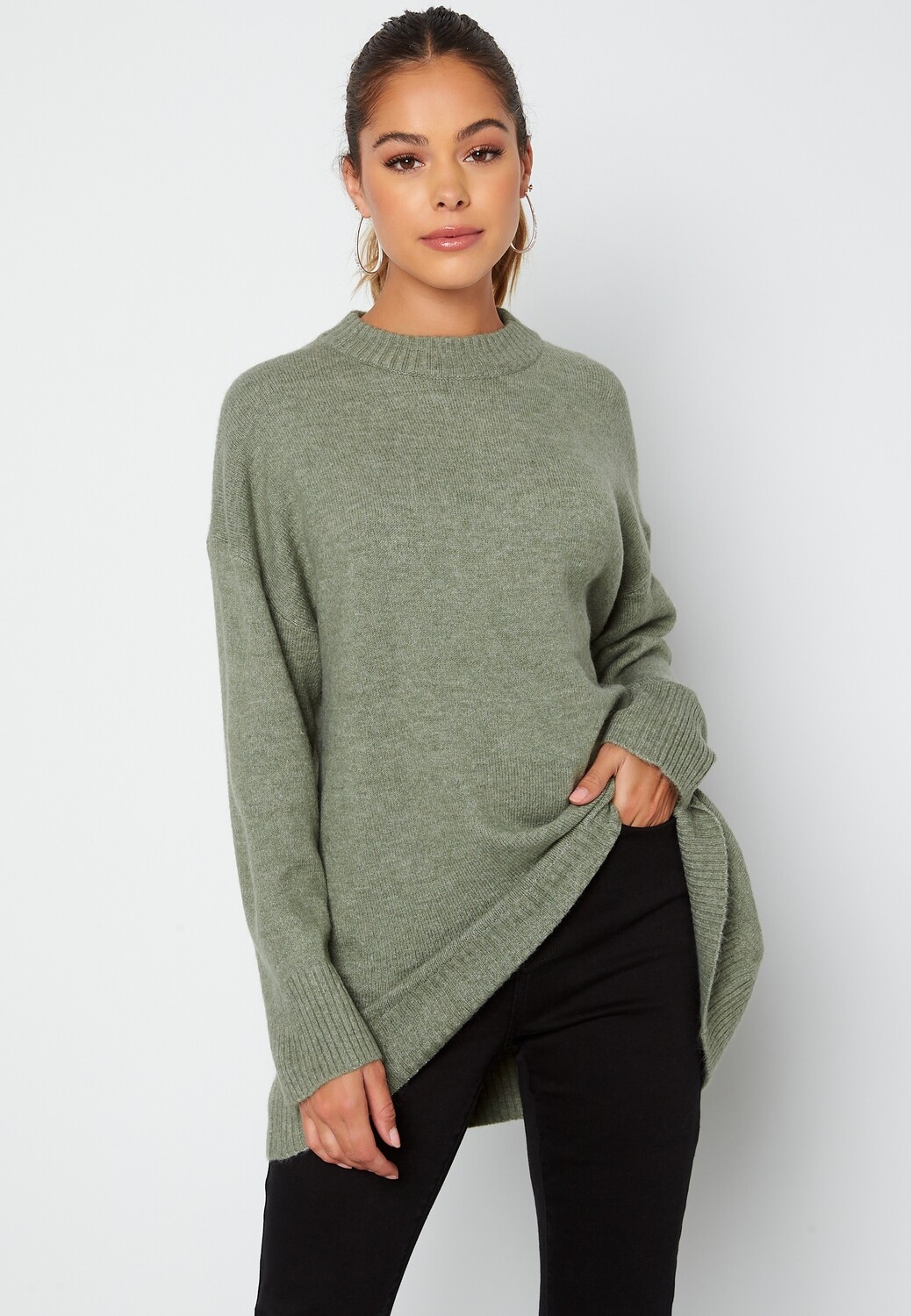 Silja Loose Knit Pullover-Shadow Melange