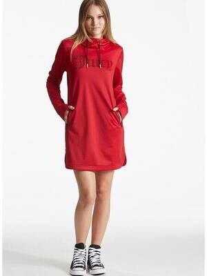 J1FDT133 Hooded Dress-Ruby Red