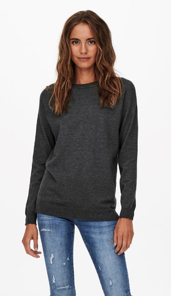 Younger Knitted Pullover-Dark Grey Melange
