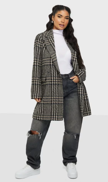 Selena Wool Coat- Black Multi