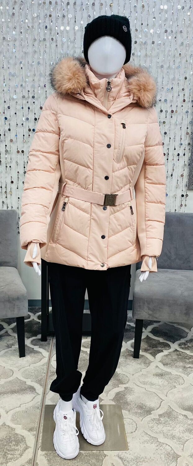 FA421208 MK Short Belted Jacket-Powder Blush