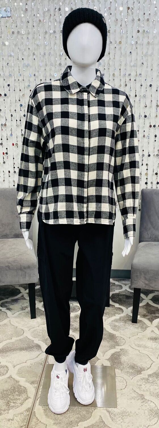 Kamma Oversize Check Shirt- Cloud/Black