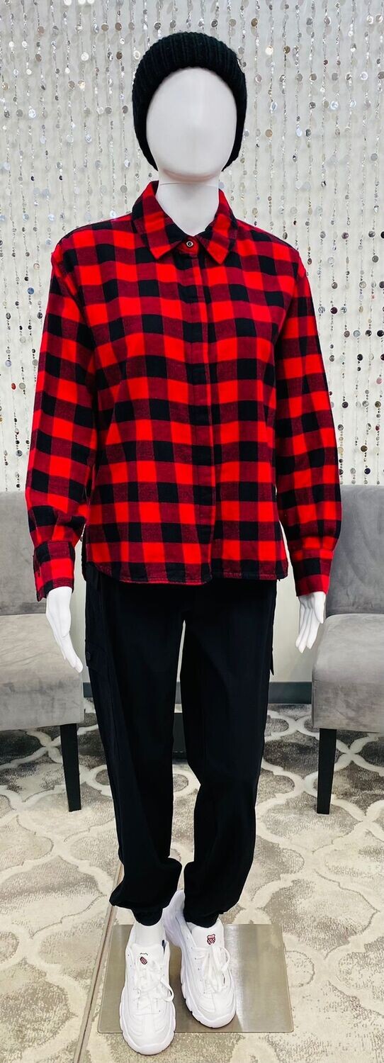 Kamma Oversize Check Shirt- Red/Black