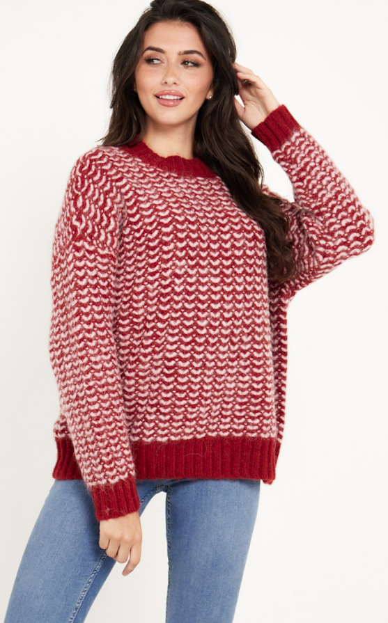 A027865 Oversized Knitted Jumper-Red