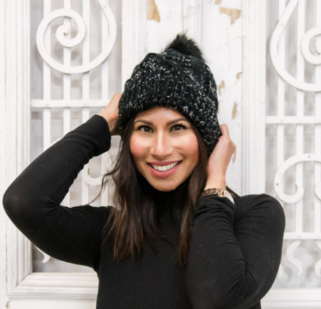 Hat Chunky Yarn-Heather Black