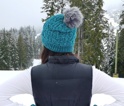 Hat Cable Knit Teal Chenille