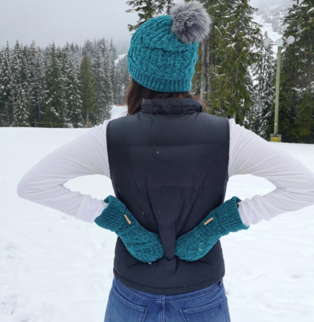 Mittens Cable Knit Teal