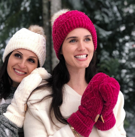 Mittens Cable Knit Raspberry