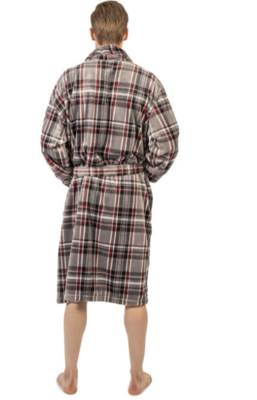 J6007 Men's Shawl Collar Robe-Plaid