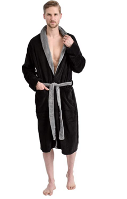 J10605 Men's Robe- Black/Charcoal