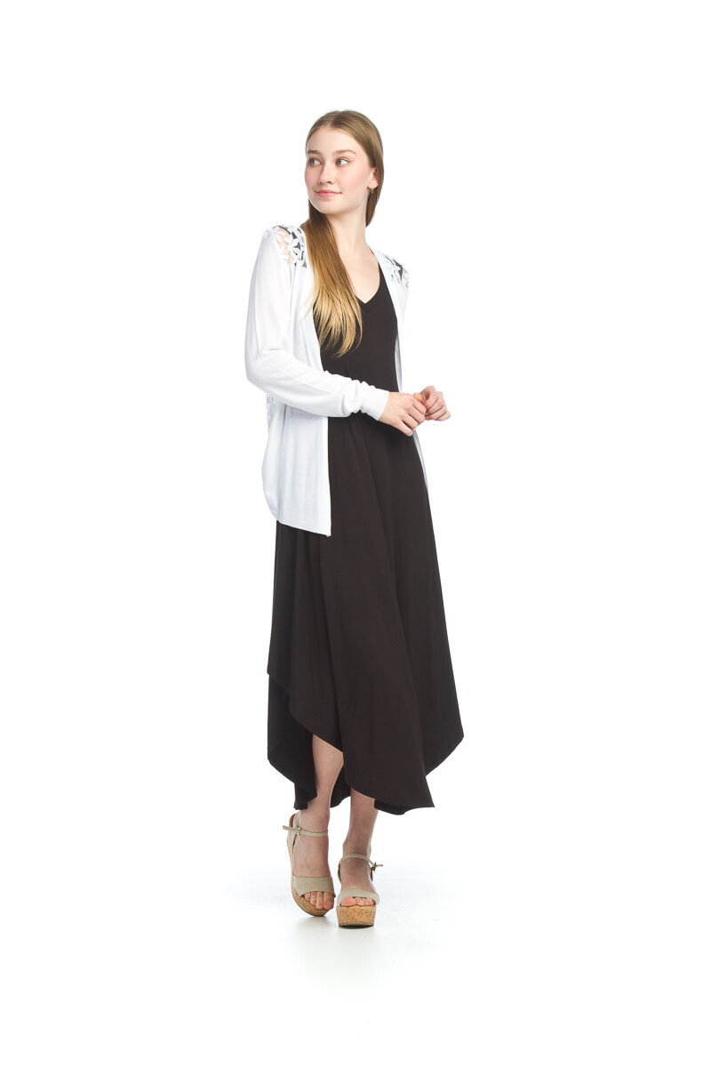 Lace Back Long Sleeve Cardigan-White
