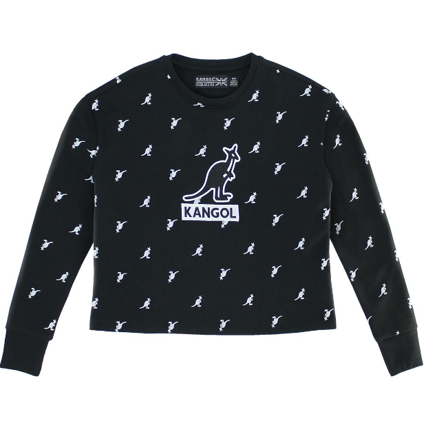 K8661 Printed Crop Pullover-Black