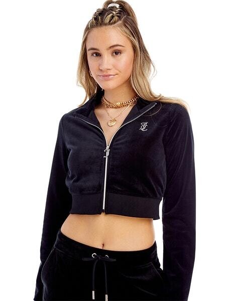 J2STV343 Cropped Zip Front Jacket-Liquorice
