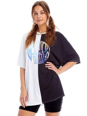 J2SNJ386 Oversized Tee Shirt- White/Black