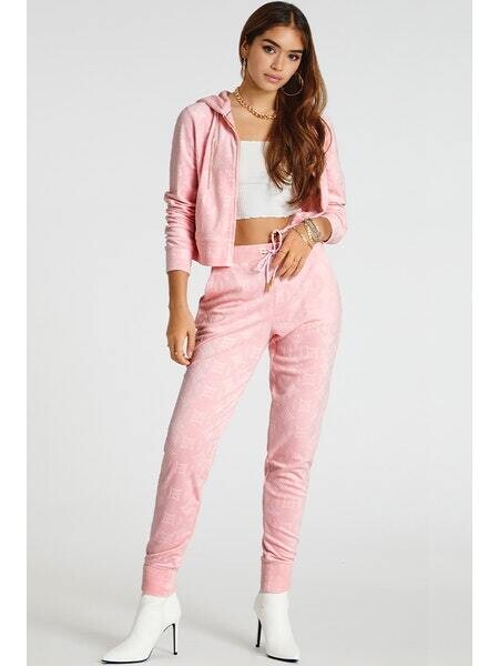 J2SBVE01 Embossed Velour Jogger-Whisper Pink