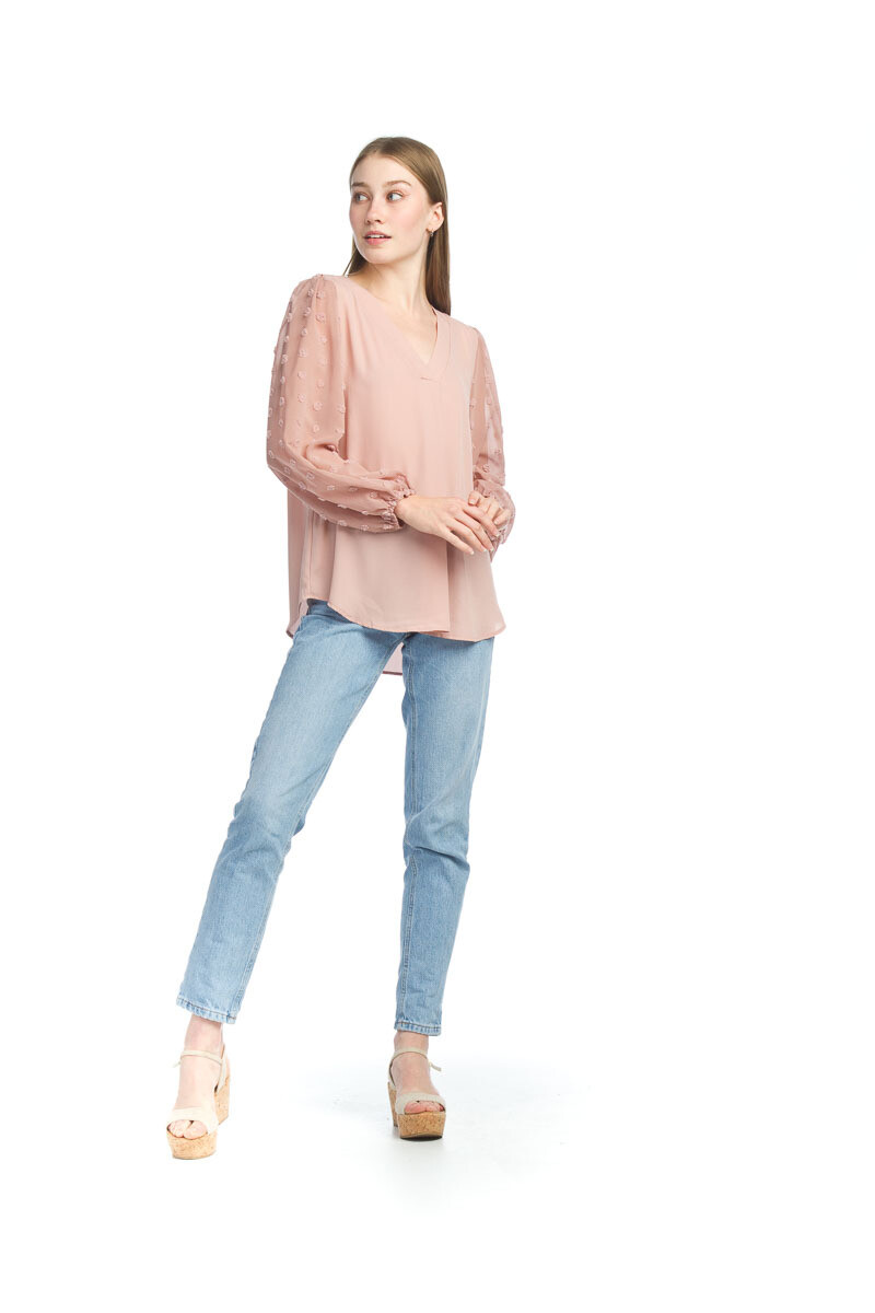 PT-12009 Pleat Blouse-Blush