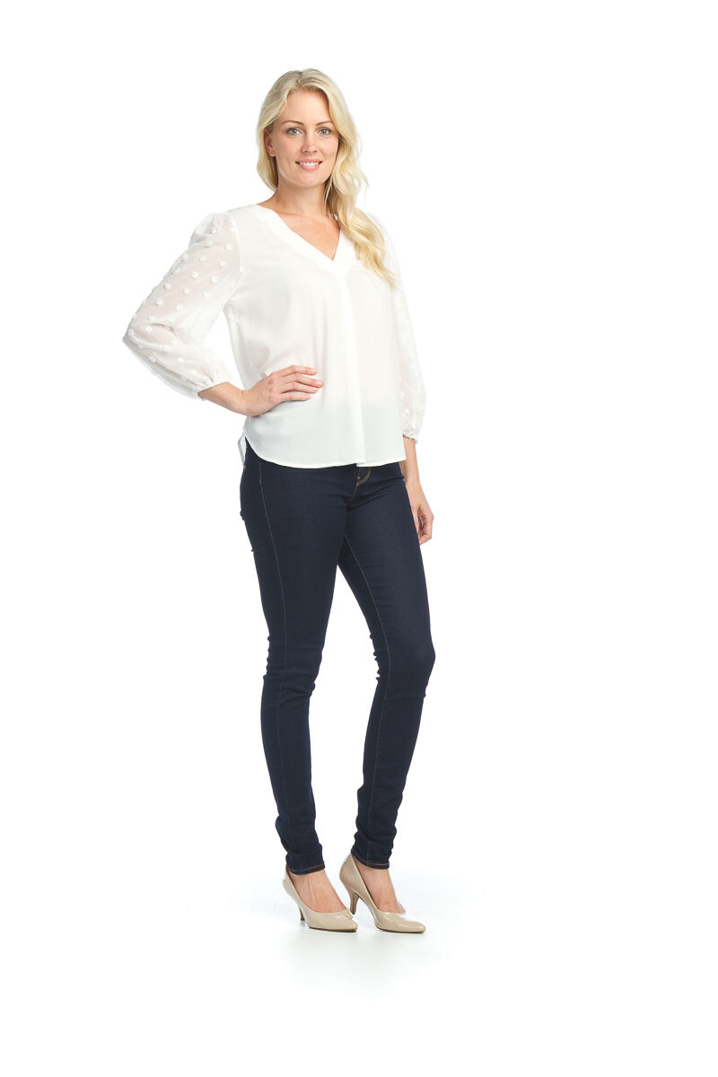 PT-12009 Pleat Blouse-White
