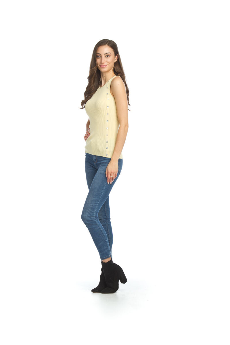 PT-12068 Button Detail Tank Top-Lemon
