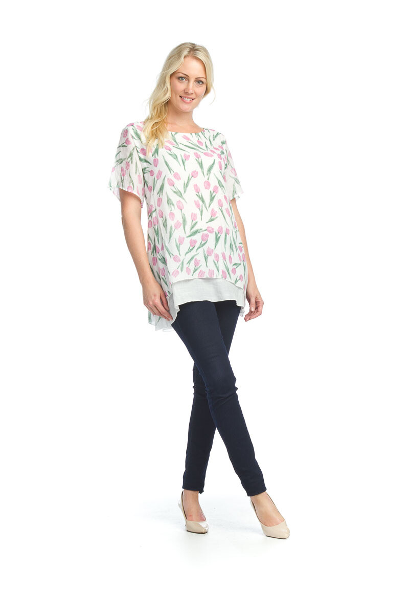 PT-12070 Crinkle Layered Blouse-Assorted