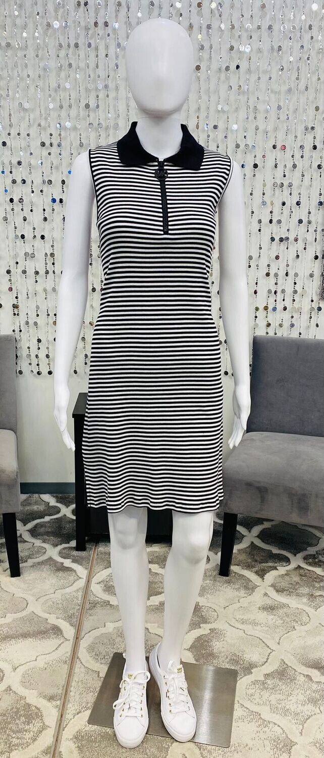 MS2812I50B MK Stripe Dress-Blk/Wht