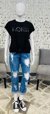 MS250L32 Kors Tie Top-Black