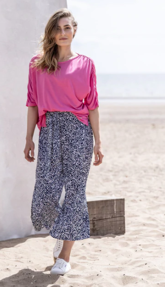 6604 Marble Trousers-White/Navy Blue