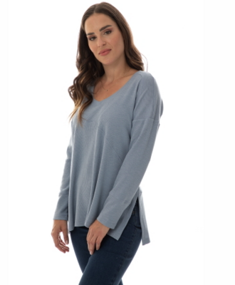 7784 V-Neck L/S Tee-Blue