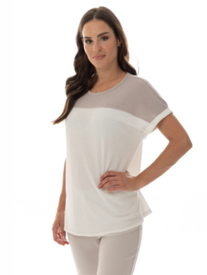 7789 Bali Colorblock Tee-Tan/White