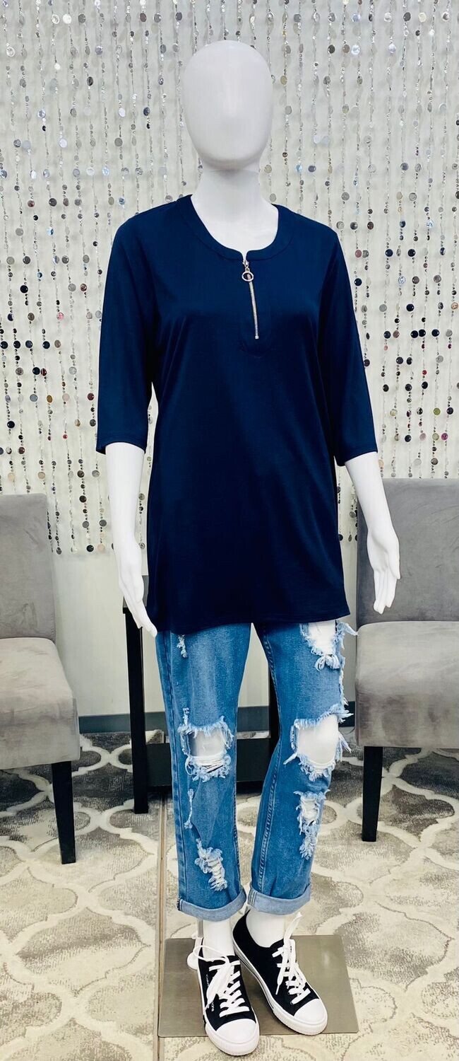 6525 Marble Tunic-Navy Blue