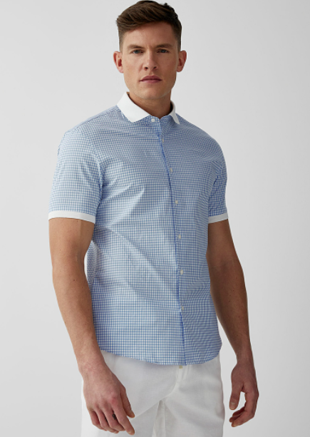 CS2400B3 SS Slim Gingham-Chambray