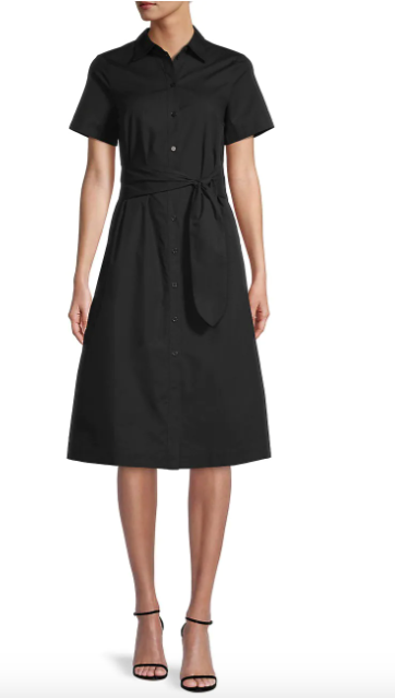 MS280Z14 Tie Front Shirt Dress-Black